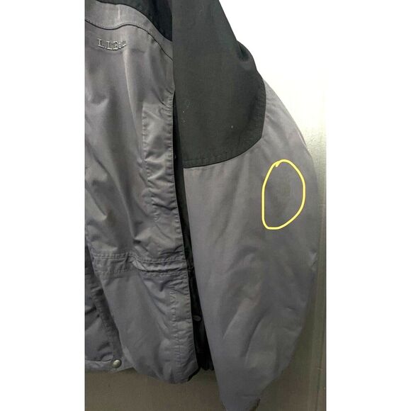 LL Bean Jacket Men L Grey Black Rugged Ridge Parka Weatherproof Coat NO Hood - Picture 14 of 16